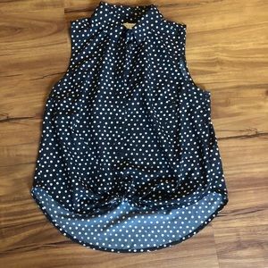 A New Day Button Up Black Polka Dot Hi Low Tank